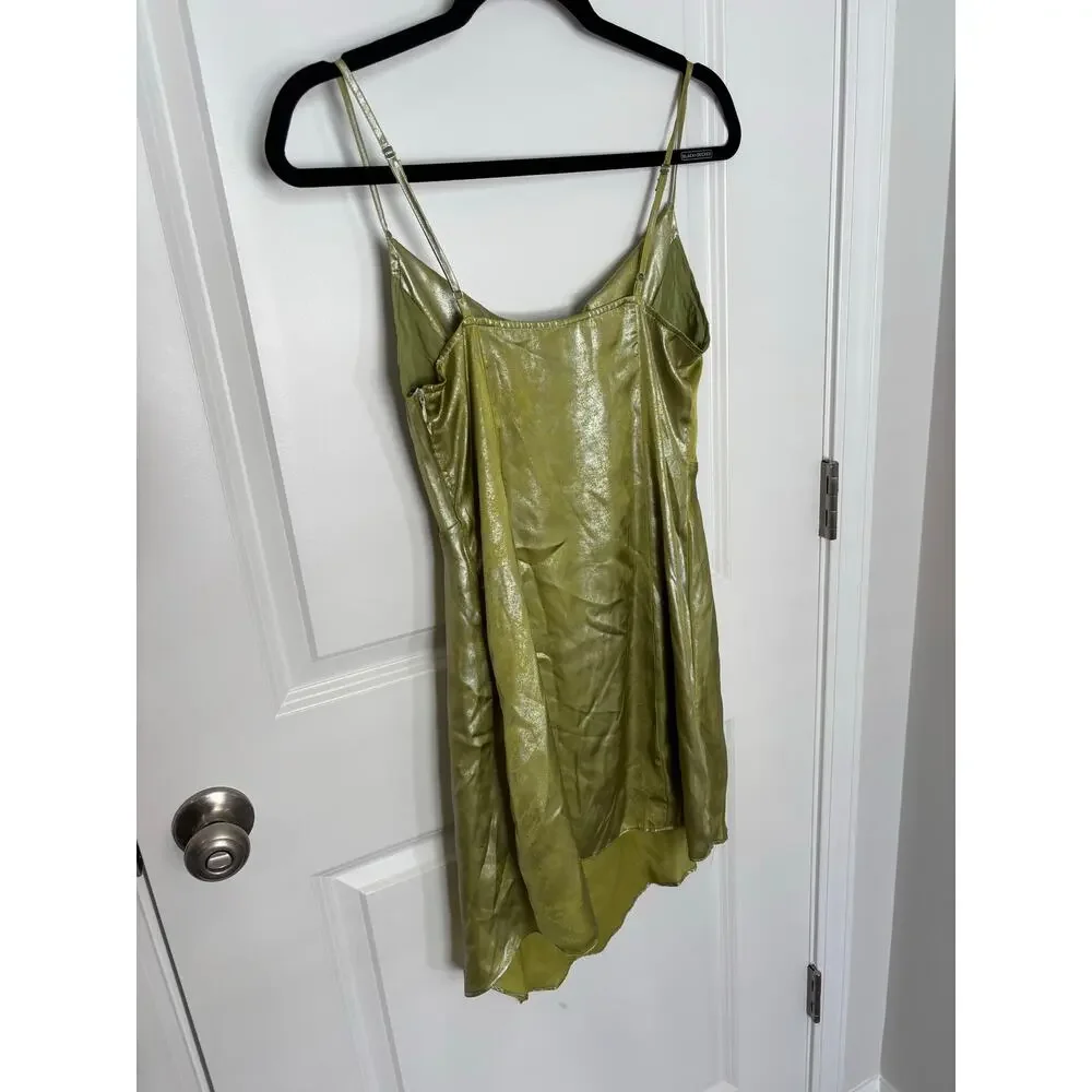 Urban Outfitters Shiny Satin Asymmetrical Mallory Mini Dress Size Small - Picture 7 of 9